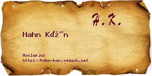 Hahn Kán névjegykártya